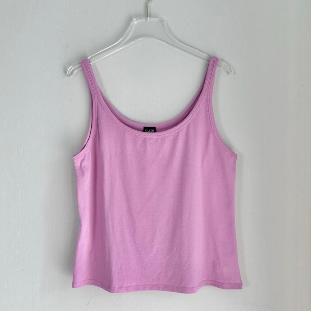 Eileen Fisher Scoop Neck Tank Top Lavender Pink Organic Cotton Lycra Size XL